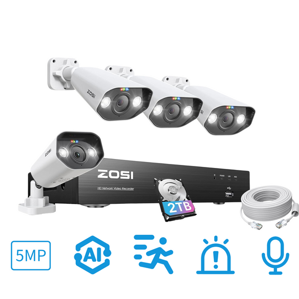 C182 5MP PoE Camera System + 4K 8-Channel PoE NVR + 2TB Hard Drive