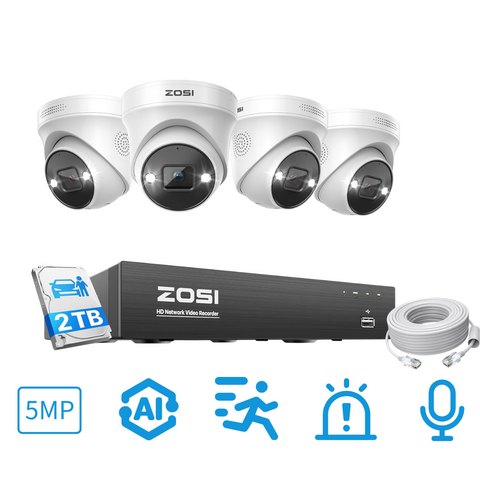 C225 5MP PoE CCTV Security Camera System + Person Vehicle Detection