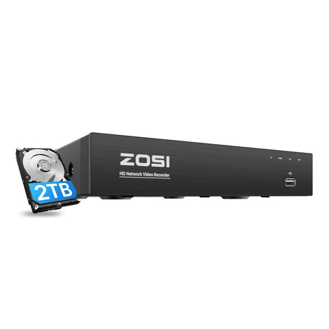 4K 8 Channel Video Recorder PoE NVR + 2TB Hard Drive