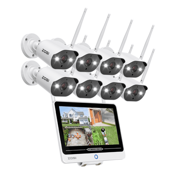 C302 3MP 8-Channel 8-Cam WiFi Security System + 12.5 inch LCD Monitor
