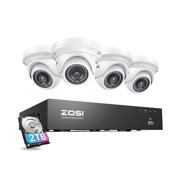 C429 5MP CCTV Security Camera System + 4K 8CH PoE NVR + 2TB Hard Drive