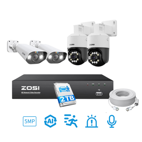 C296/C182 5MP CCTV Camera System + 4K 8-Channel PoE NVR + 2TB Hard Drive