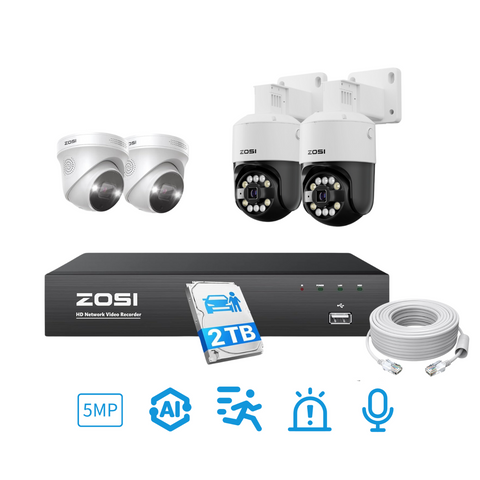 C296/C225 5MP CCTV Camera System + 4K 8-Channel PoE NVR + 2TB Hard Drive