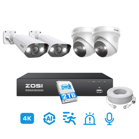 C182/C225 4K 8MP PoE CCTV Camera System + Person Vehicle Detection