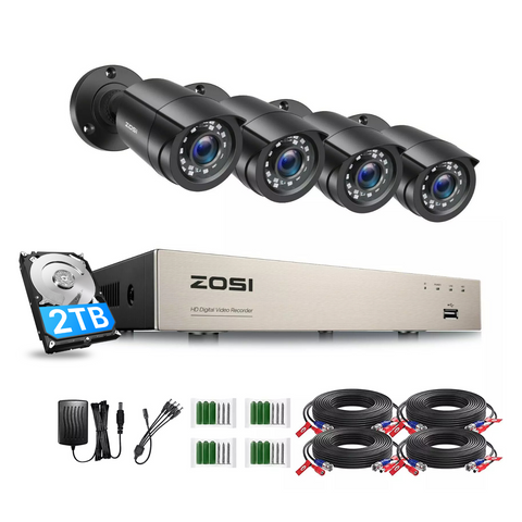 C106 1080P CCTV Camera System + Person/Vehicle Detection + Optional 2TB Hard Drive