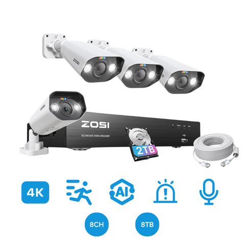 C182 4K 8MP PoE CCTV Camera System + Person Vehicle Detection