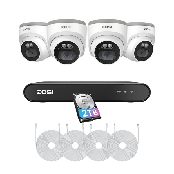 C220 4MP PoE CCTV Security System + 5MP 8-Channel PoE NVR + 2TB Hard Drive